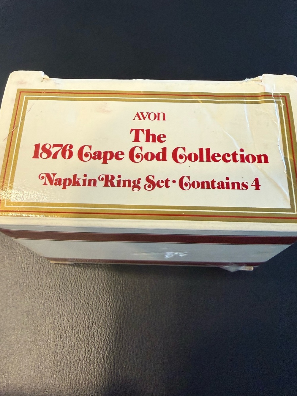 Avon 1876 Cape Cod Ruby Red Glass Napkin Ring Set of 4 Vintage 1989 NIB